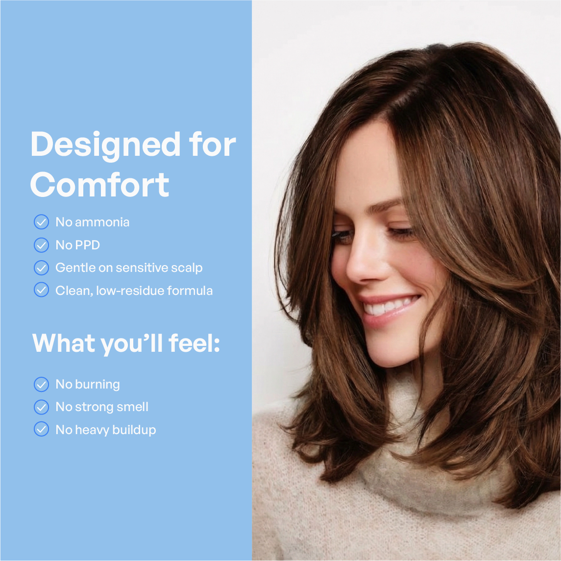 gentle hair dye for sensitive scalp no ammonia no PPD comfortable coloring experience without irritation