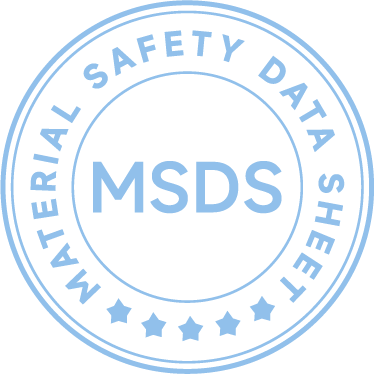 Official MSDS certification logo for ingredient safety. We provide full documentation for safe hair dye compliance.
