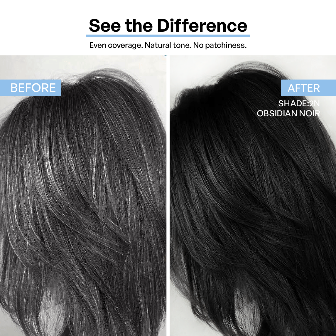 gray hair before and after using black hair dye full coverage natural even result