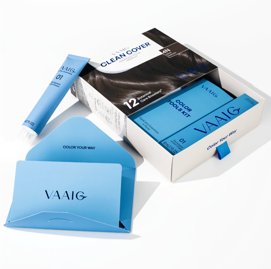 VAAIG Clean Cover permanent hair color kit with complete coloring essentials