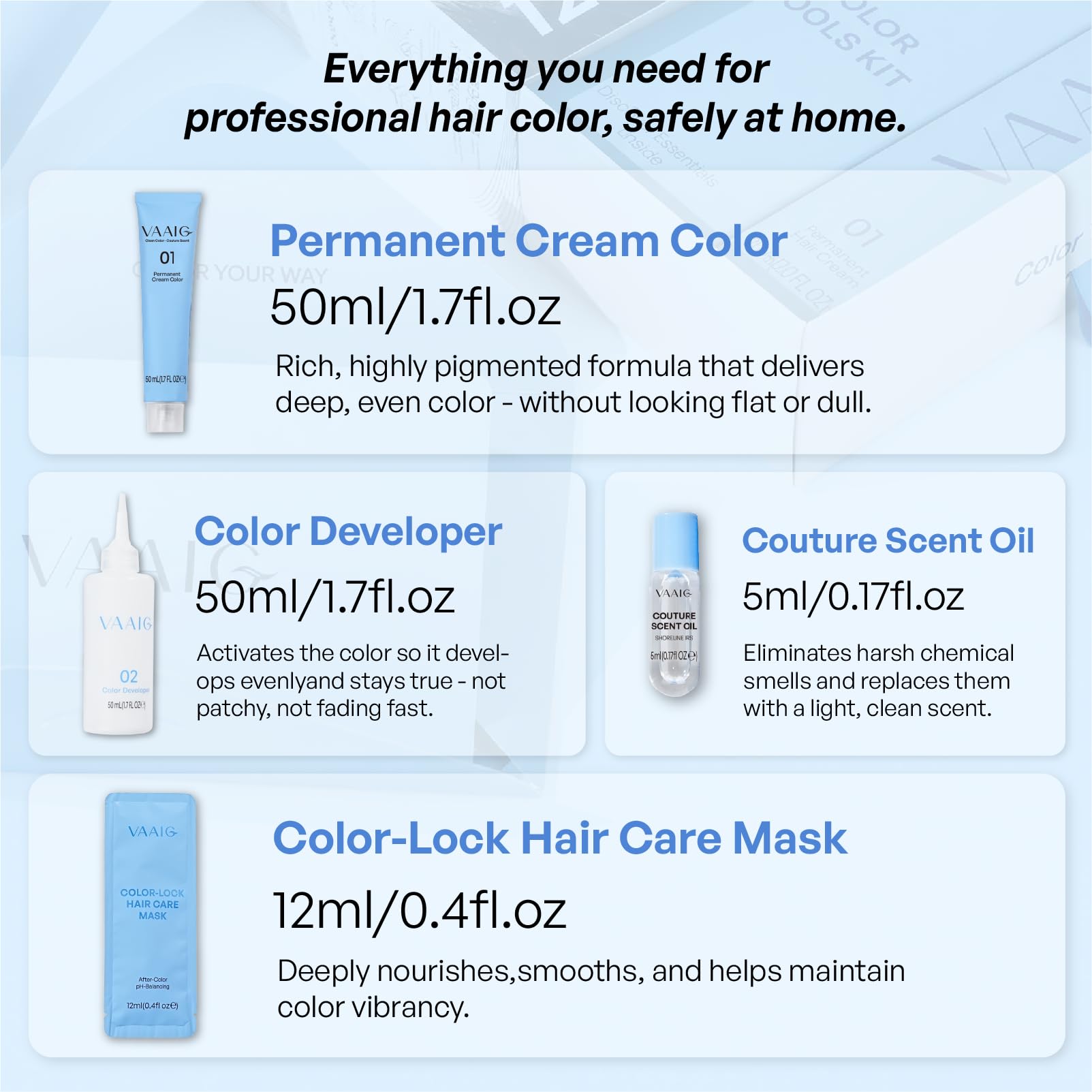 Salon Grade Permanent Hair Dye,Ammonia Free hair color for women Hypoallergenic Hair Color for Sensitive Scalp,100% gray coverage (5N Cashmere Mocha)