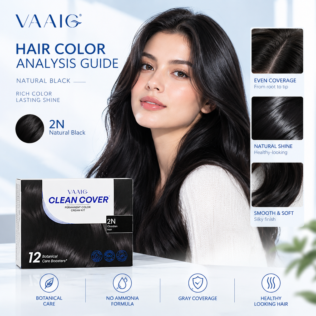 2N Satin Black 9-FREE Ammonia-Free Permanent Hair Color